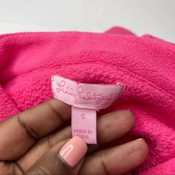 Lilly Pulitzer Fleece Jacket Pink Full Zip Front w/ Pockets, Size S - Picture 11 of 14